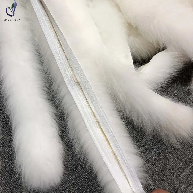 Real Fox Fur Hat Strip White Black Color Fur Collar Cap Fur Collar DIY Decoration Fur Hood Trim Collar