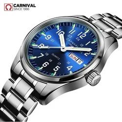 Reloj de cuarzo militar para hombre, cronógrafo de marca de lujo, resistente al agua, calendario luminoso de Carnaval suizo