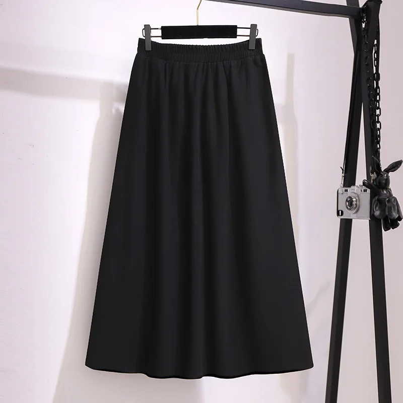 New 2021 Ladies Autumn Winter Plus Size Skirt For Women Large Loose A-line Black Brown Midi Skirts 3XL 4XL 5XL 6XL 7XL