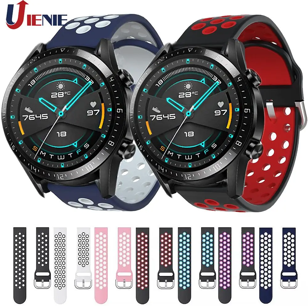 ซิลิโคนกีฬาสายคล้องคอสำหรับ HUAWEI WATCH GT 2 GT2 46 มม.22 มม.สายรัดข้อมือสำหรับ Huawei Honor magic Correa