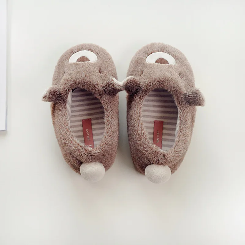 Bonito urso das crianças sapatos de pelúcia 2020 inverno crianças meninos meninas bonito urso marrom bebê interior casa quente chinelos