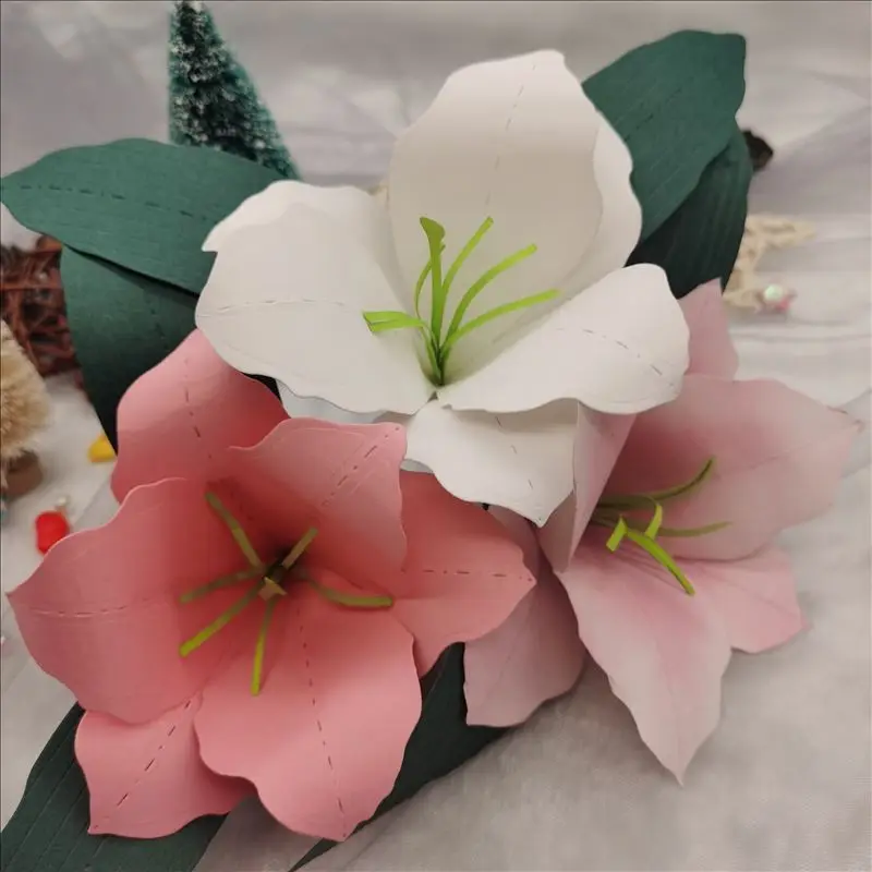 lily flower  greeting card Metal Cutting Dies Scrapbooking For Card Making DIY Embossing Cuts New Craft Pattern Photo Frame Cove