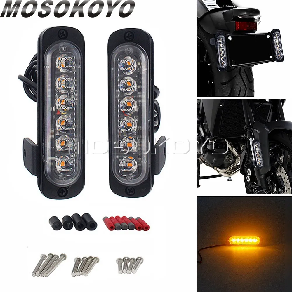 

Amber Motorcycle 6-LED Stop Tail Light Turn Signal Indicator Lights With 2pcs Mount Bracket Motorbike Brake Rear Lamp Taillight