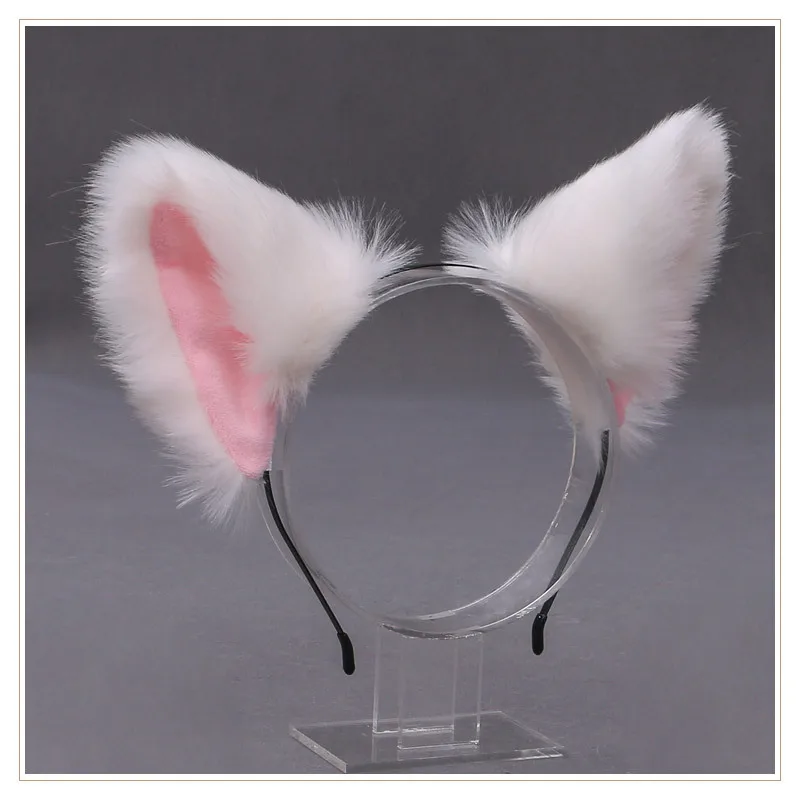 Cute Cat Fox Fur Ear Hair Hoops Night Party Club Cosplay Hairband Fur Headbands Bell Clips Girls Hair Accessories Ear Hair Band