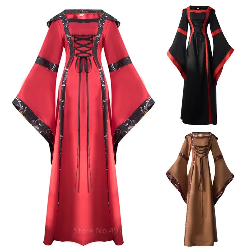 

Medieval Women Retro Cosplay Costumes Halloween Carnival Middle Ages Stage Performance Gothic Retro Court Victoria Dress