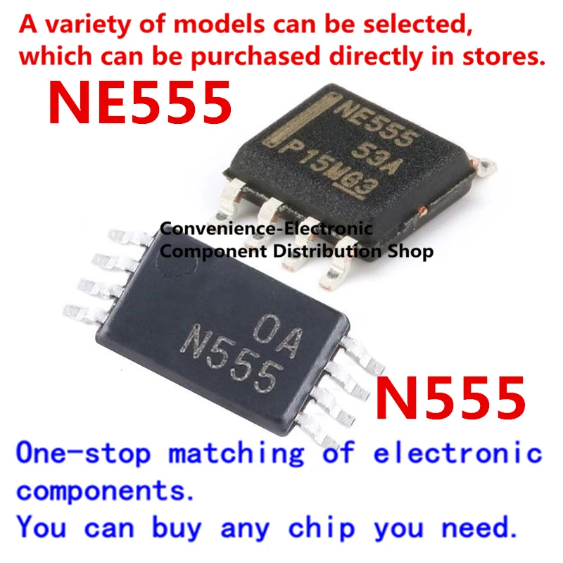 10PCS/PACK NE555 N555 NE555DR NE555PWR TSSOP-8 SOP SMD SOIC-8  single timer/oscillator IC