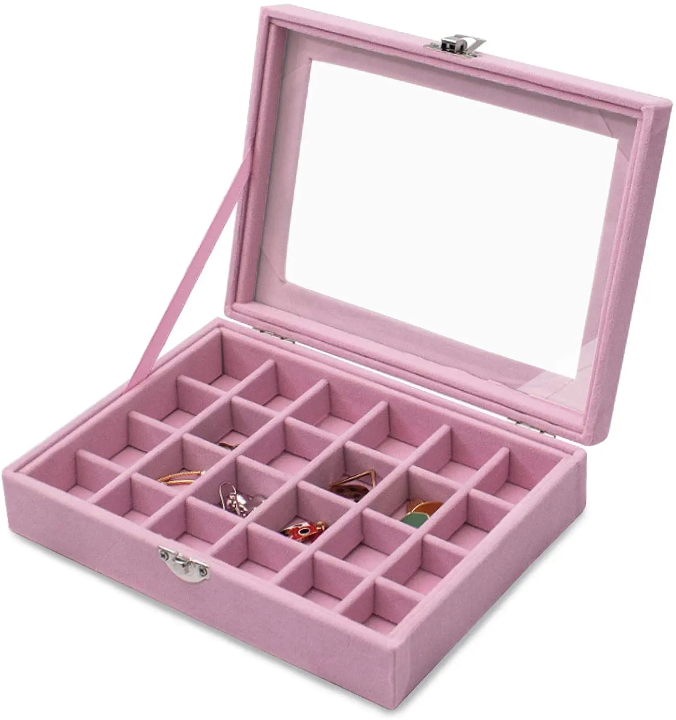 Hot Sales Fashion Portable Velvet Jewelry Ring Jewelry Display Organizer Box Tray Holder Earring Jewelry Storage