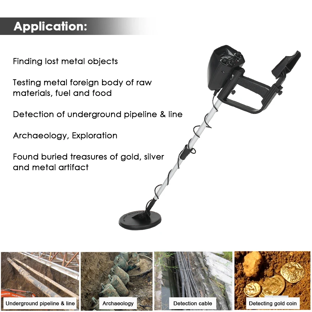 Underground Metal Detector Metal Gold Finder Treasure Hunter Gold Digger Metal Detection MD4030/GTX5030 with Headphone Shovel