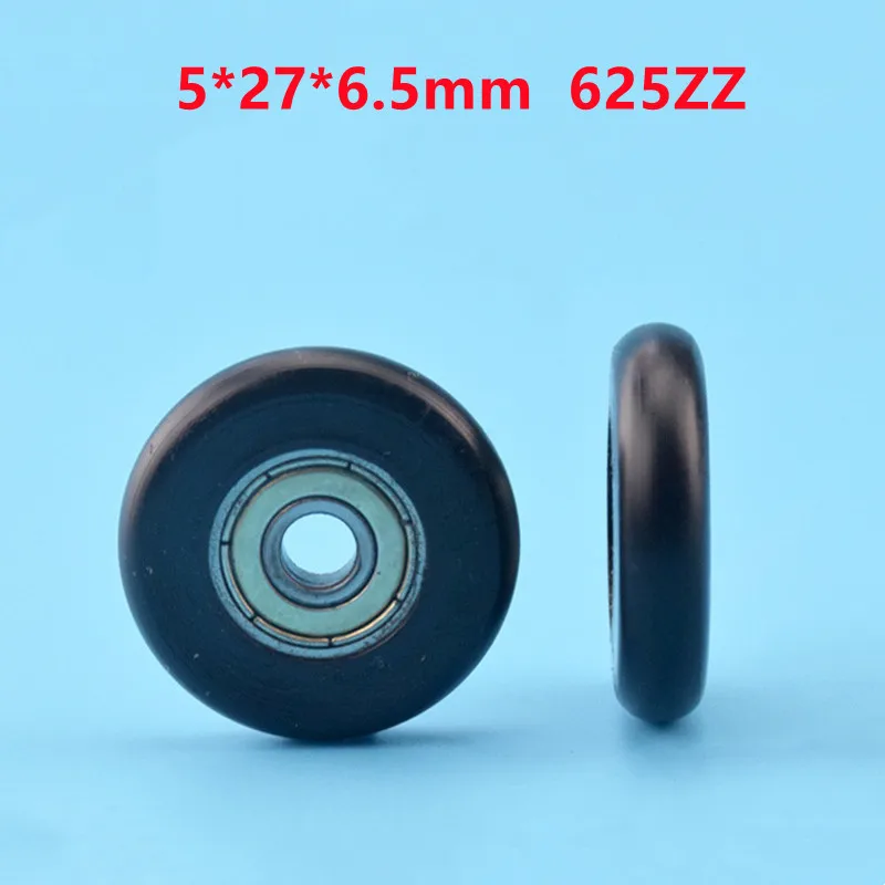 

20pcs/100pcs 5*27*6.5mm 625ZZ Bearing Plastic Coated Plastic Pulley POM Shell Spherical Radian Radius 3.5mm Door Window Roller