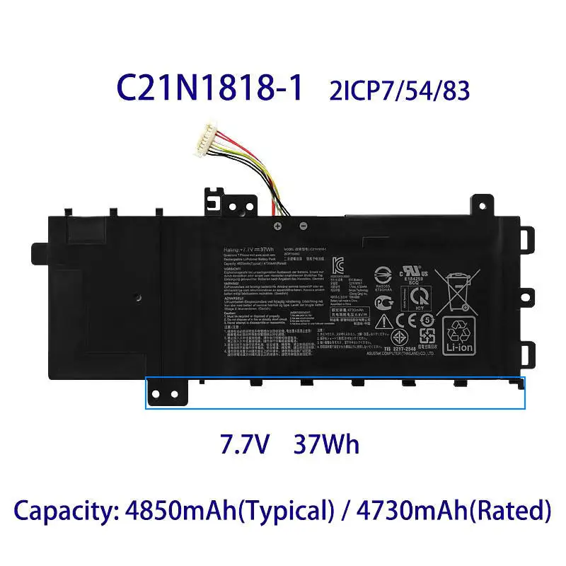 Genuine C21N1818 B21N1818 Battery For Asus VivoBook Pro 14 15 X412DA A412FA X412FJ R424FA X509JA X509MA X509UA X512UB F509FA