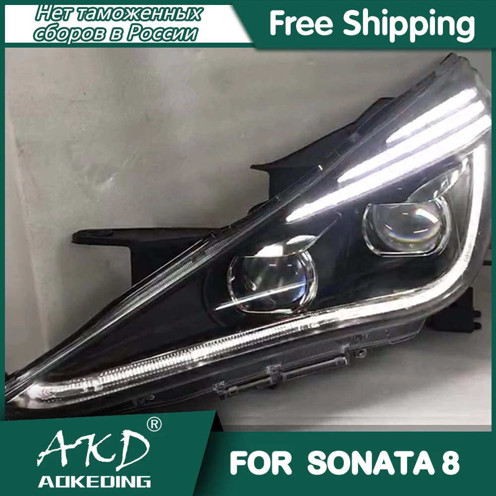 For Hyundai Sonata 8  2011-2016 Headlights DRL Day Running Light LED Bi Xenon Bulb Fog Lights Car Accessory Sonata Head Lamp