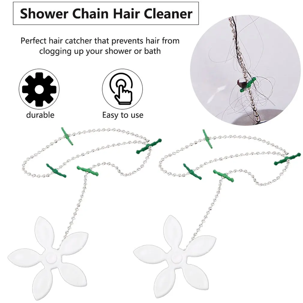 2 Buah Wig Pembersih Rambut Rantai Shower Filter Wastafel Dapur Alat Penghilang Rambut Kamar Mandi Penangkap Rambut