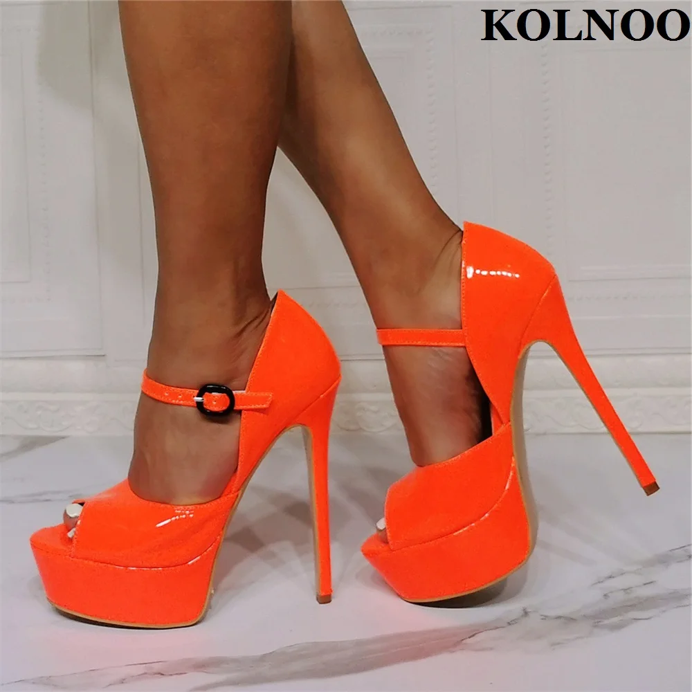 

Kolnoo Real Photo New Ladies High Heels Pumps Mary Janes Peep-toe Large Size US5-15 Party Dress Shoes Evening Club Fashion Shoes