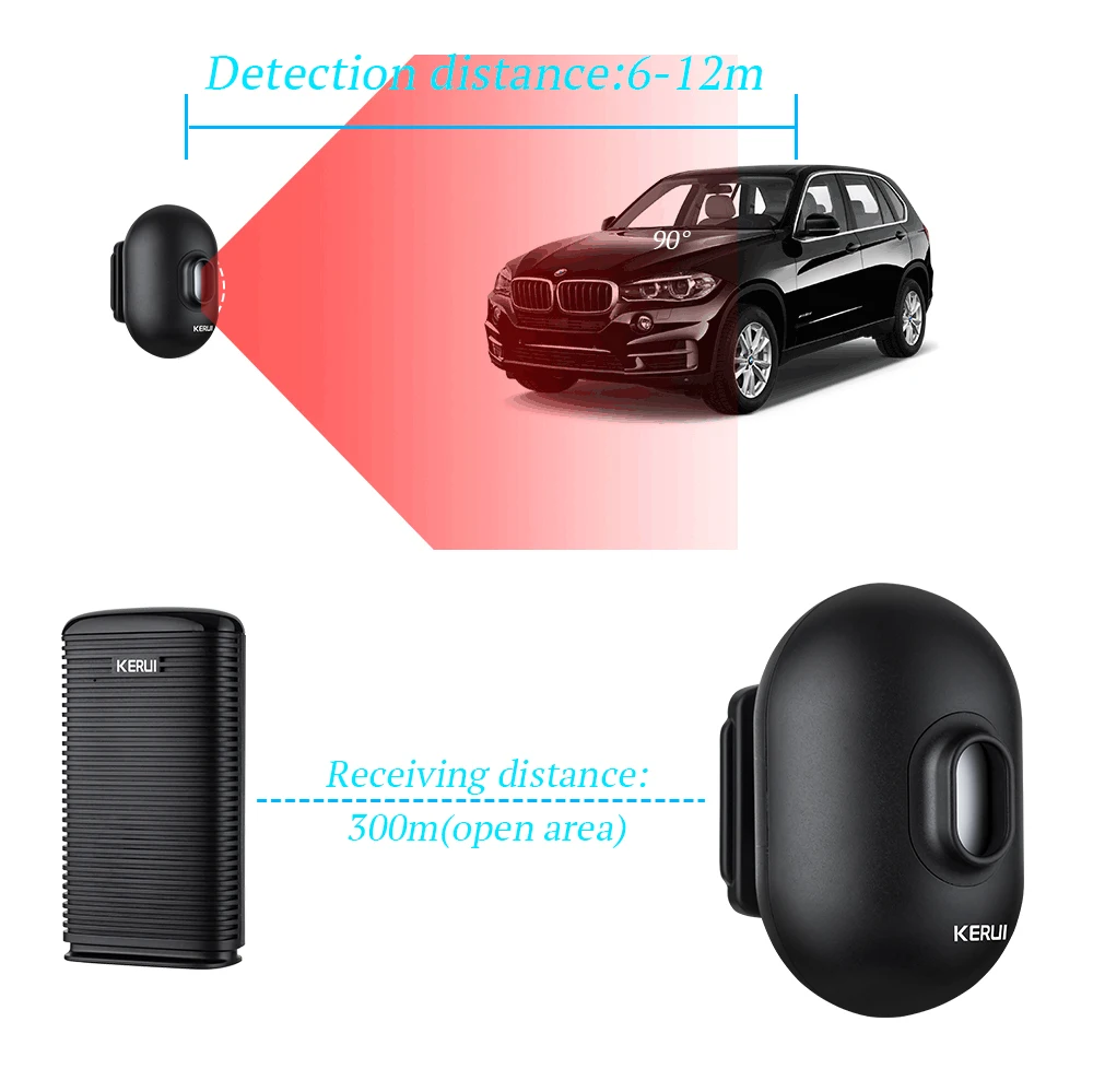 KERUI DW9 Wireless Driveway Security Alarm Waterproof PIR Motion Detector Garage Welcome Burglar Alarm Secure System Patrol