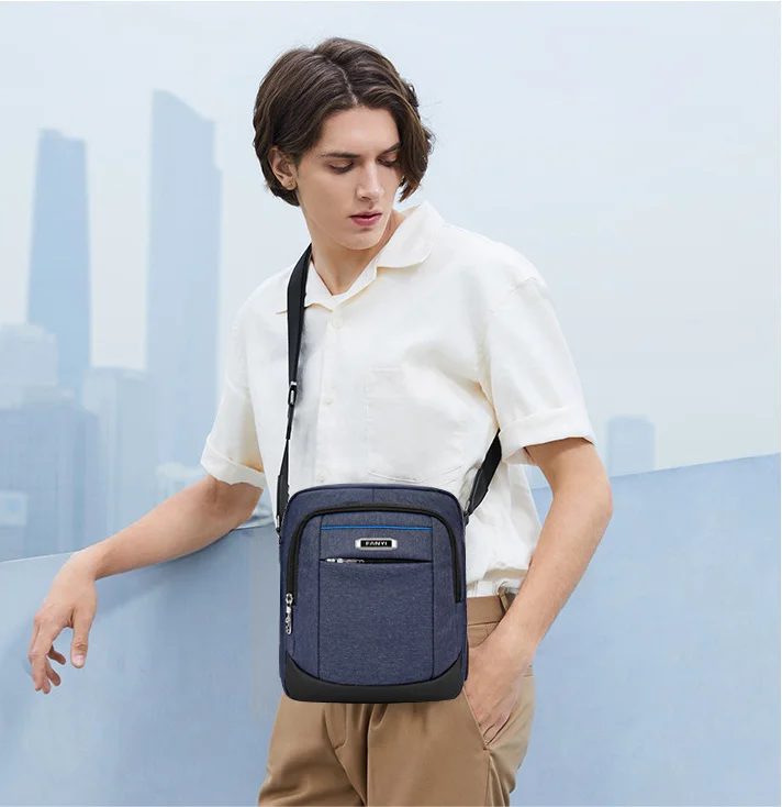 Mens Nylon Waterproof Messenger Bag Multifunctional Casual Business Travel Shoulder Crossbody Bag