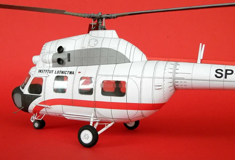 1:33 Scale Polish Mi-2 Transport Helicopter DIY Handcraft PAPER MODEL KIT Puzzles Handmade Toy DIY