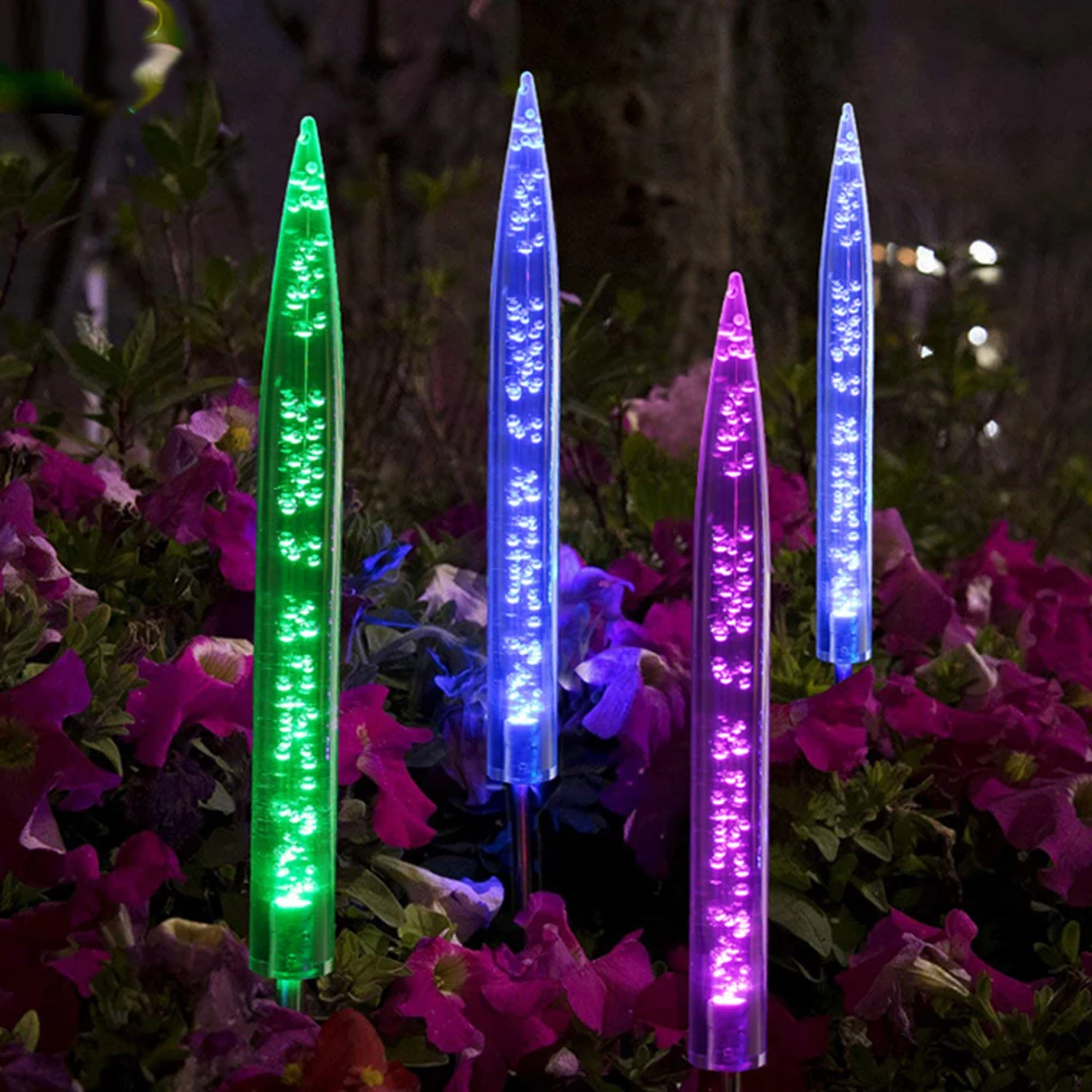 

Solar RGB LED Lawn light Cone Stake Bubble Lights Changing Color RGB Garden Glow Lamp Patio Nightlight Waterproof IP65