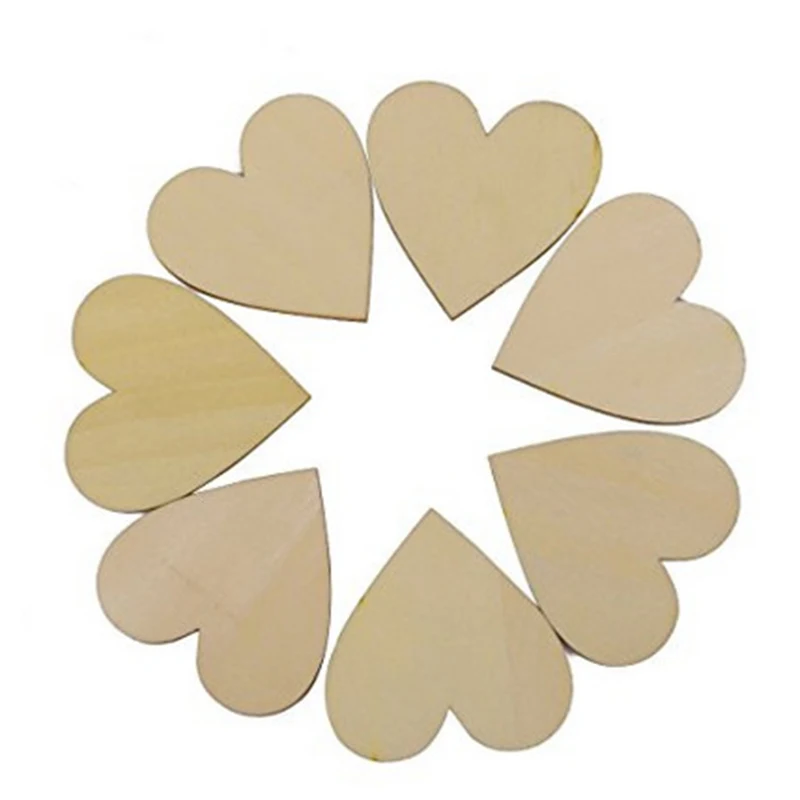 100pcs 20mm Wooden Heart Cardboard Kids Birthday Party Supplies DIY Scrapbook Crafts Christmas Wedding Decoration