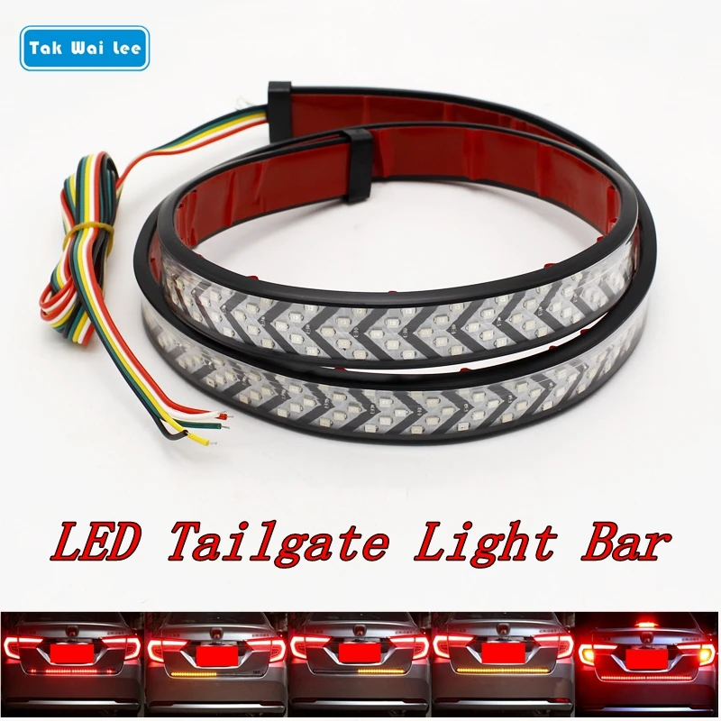 

Tak Wai Lee 1X Red LED Brake Tail Light Strip Yellow Flowing Turn Signal Lamp Daytime Running Double Flash Car Styling Taillight