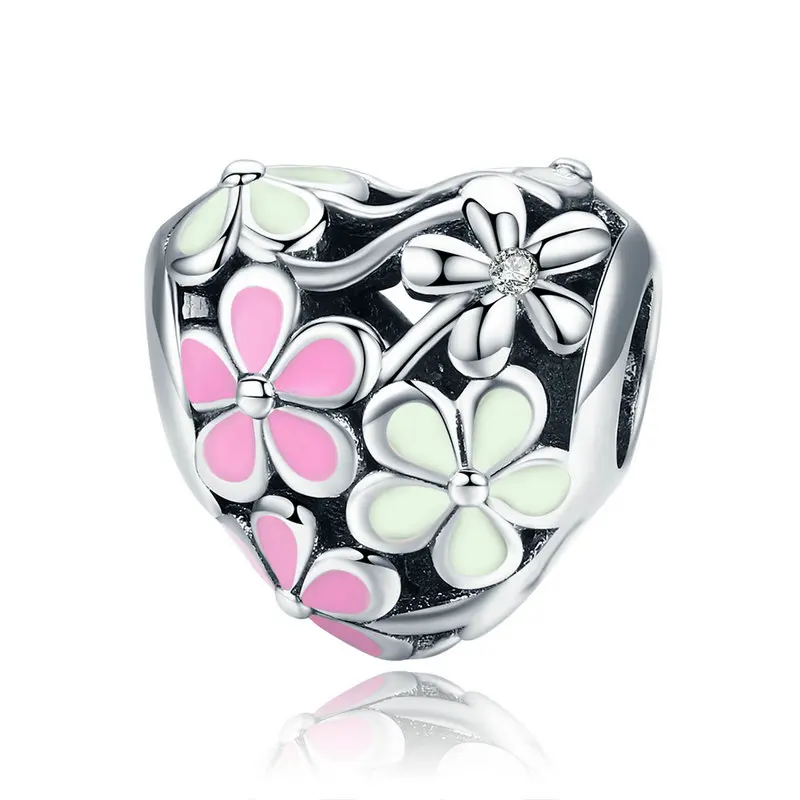WOSTU Heart Shape Beads Charms 100% 925 Sterling Silver Fit Original Bracelet Pendants DIY Necklace Wedding Lover Jewelry image 4