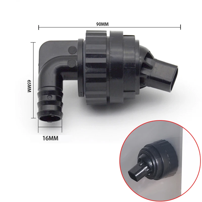 Marine Aquarium Wave Making Outlet Flat Duck Nozzle Plastic Bulkhead Connector Fish Tank Overflow Bulkhead Joint 360 Degree