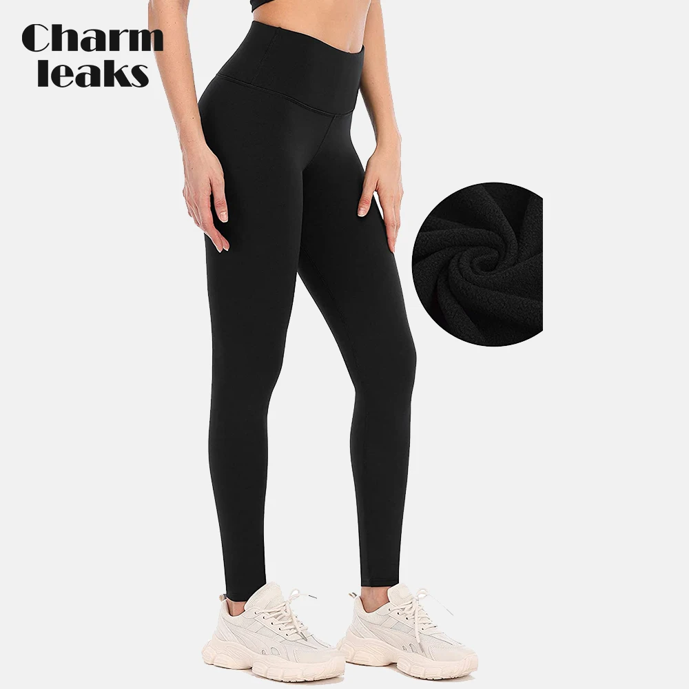 

Charmleaks Women's Fleece Lined Leggings Winter Thermal Insulated Leggings High Waist Workout Yoga Pants with Pockets