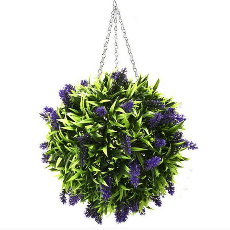 

Hanging Topiary Ball Lavender Artificial Garden Flower Plant Decoration Basket