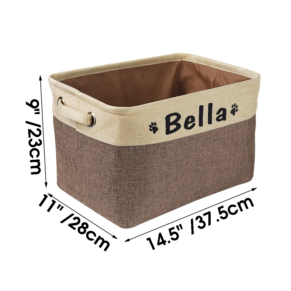 Custom Pet Toy Storage Bin Canvas Dog Toy Box Storage Basket Pet Dirty Clothes Leash Basket Collapsible Bin  Pet Accessoreis