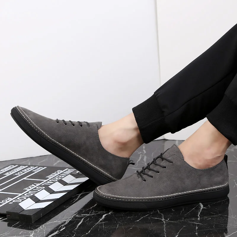 Genuine Leather Men Casual Shoes 36~46 2019 Fashion Men Flats Men Loafers trend wild casual tide shoes Fashion Sneakers