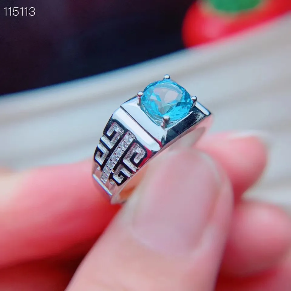 New Coming Real And Natural Topaz Ring Man ring 925 sterling silver For men Fine handworked jewelry