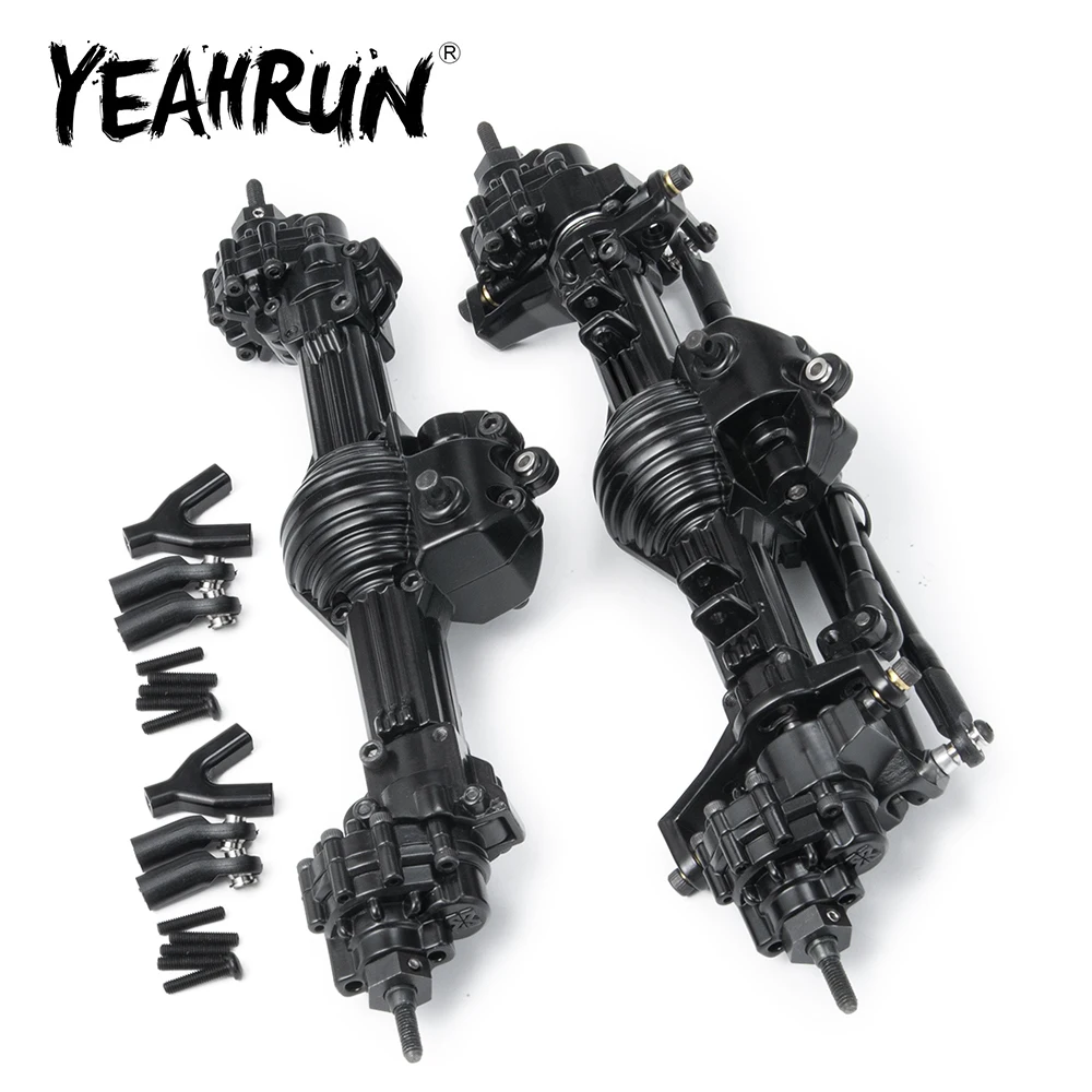 YEAHRUN Black Aluminum Alloy Front / Rear Axle for Axial SCX10 90028 1/10 RC Rock Crawler Car Upgrade Parts