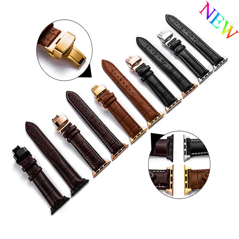 

Strap for Apple watch band 44mm 40mm 38mm 42mm Genuine Leather watchband smartwatch bracelet correa for iwatch series se 6 5 4 3