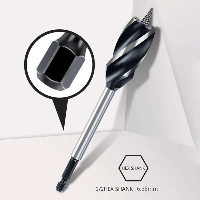 Houtbewerking Boor Deurslot Gat Opener Twist Perforeren Ruimen Boor Set Roterende Kop Uitgebreide Hexagon Shank Ondersteuning Boor