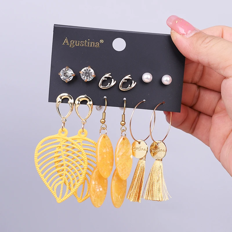 BLUE BEANS 2020 Earring Set For Women Long Earrings Fashion Jewelry Drop Earrings Sets Boho Minimalist Girls Dangle Earring Stud