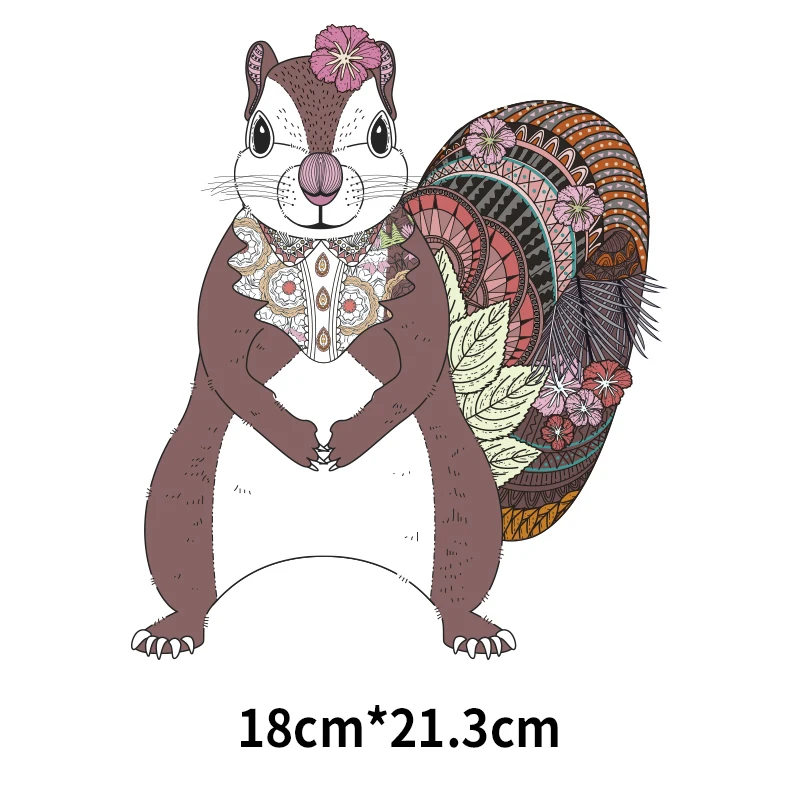 Large Fashion Snails Squirrel Foxes Animal Iron-on Transfers Heat Ironing Stickers T-shirt Thermal Patches for Clothing Decor