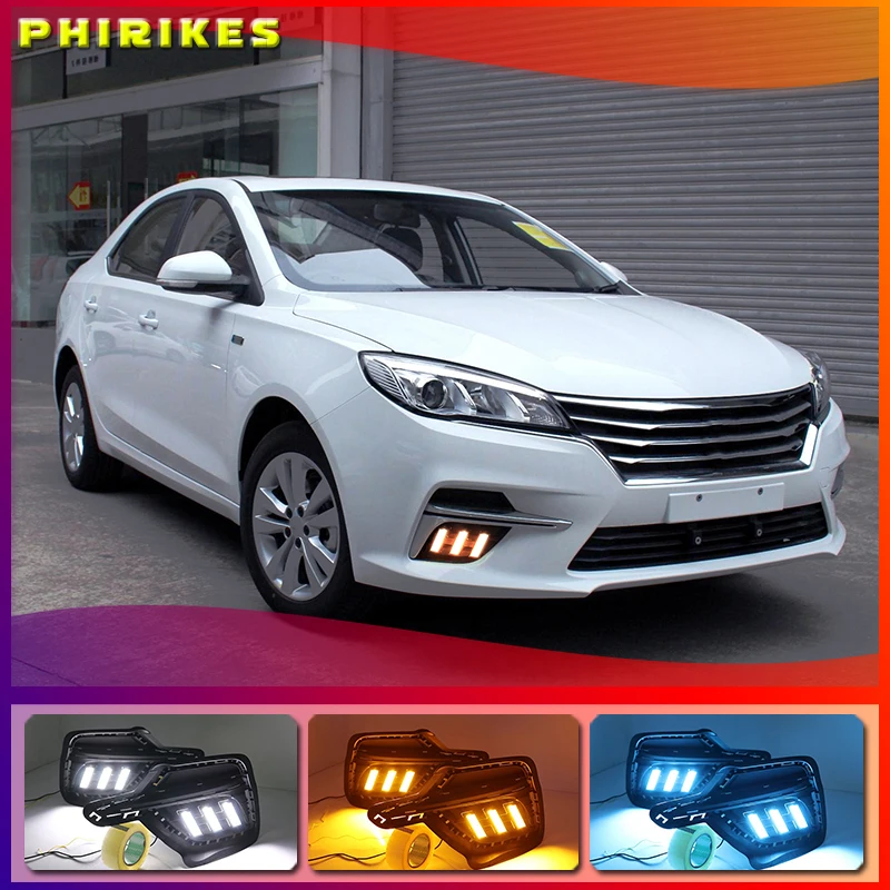 

DRL Fog Lamp with Yellow Turn Signal Lamp For Roewe 360 Plus 2018 LED Daytime Running Lights