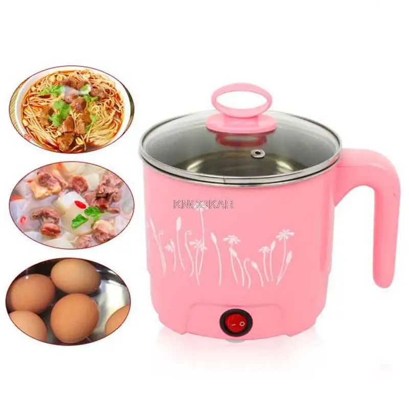 Multifunction Electric Skillet Stainless Steel Hot pot noodles rice Cooker Steamed egg Soup pot MINI heating pan 1.5L EU US