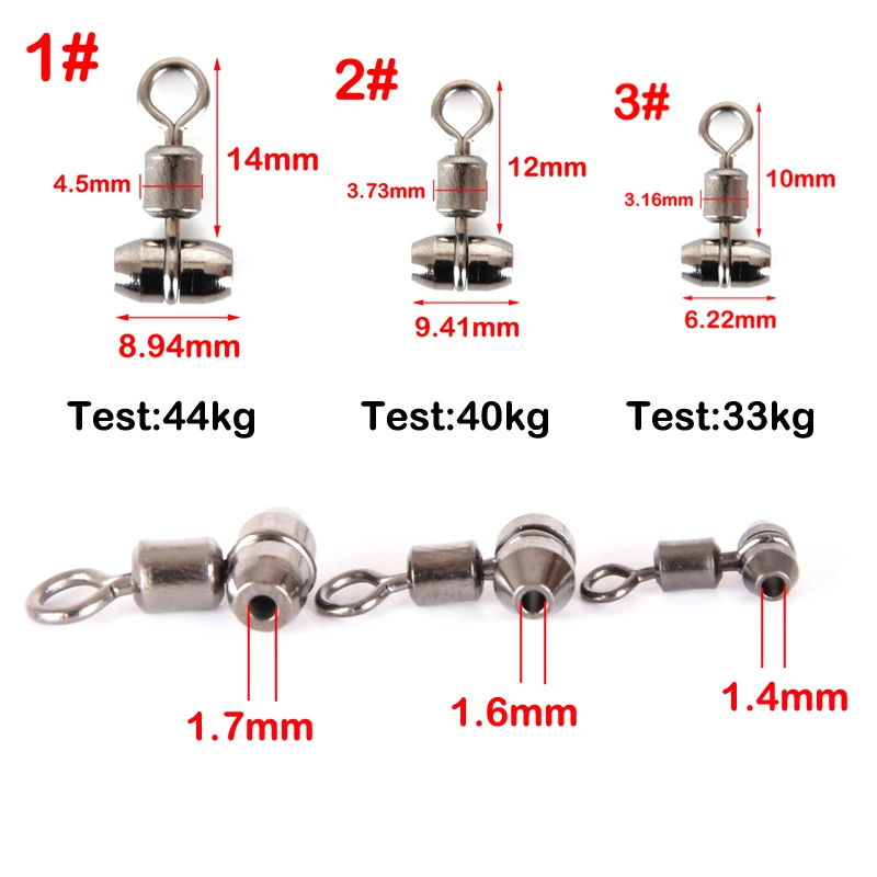 10pcs Fishing Swivels 3-way Stainless Steel Fishing Connector Rolling Bearing Swivel Hook for Carp Tackle Accessories tool