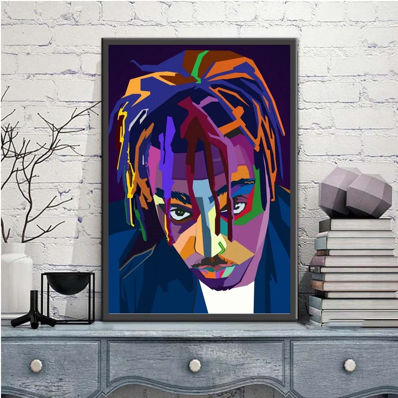 Juice Wrld Pop Art Hiphop Rapper Music Singer Poster Print Wall Art Canvas Painting Home Decor Canvas Print (No frame)