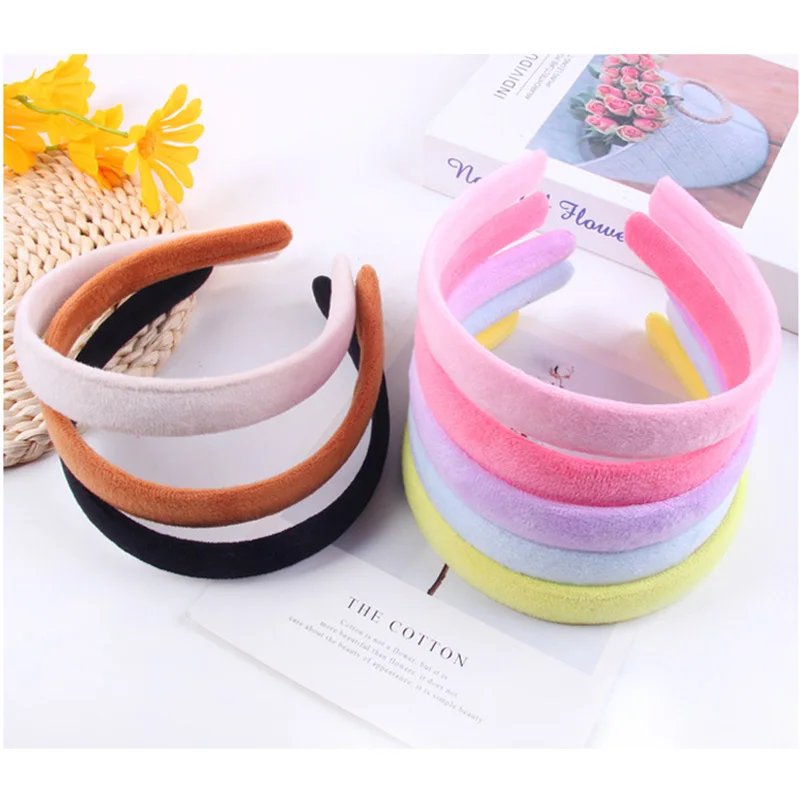 New ins net red adult face wash 2cm headband autumn cute plush cover cloth pure color headband hair accessories