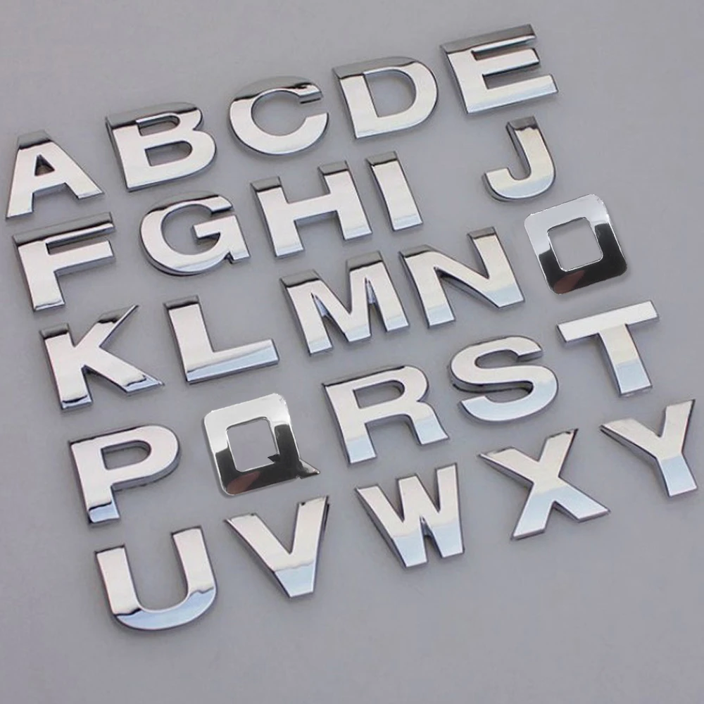 Alphabet Letter Car Stickers Styling Self Adhesive Auto Badge Emblem Auto Tuning Sticker A-Z 3D Chrome 25mm Car Accessories