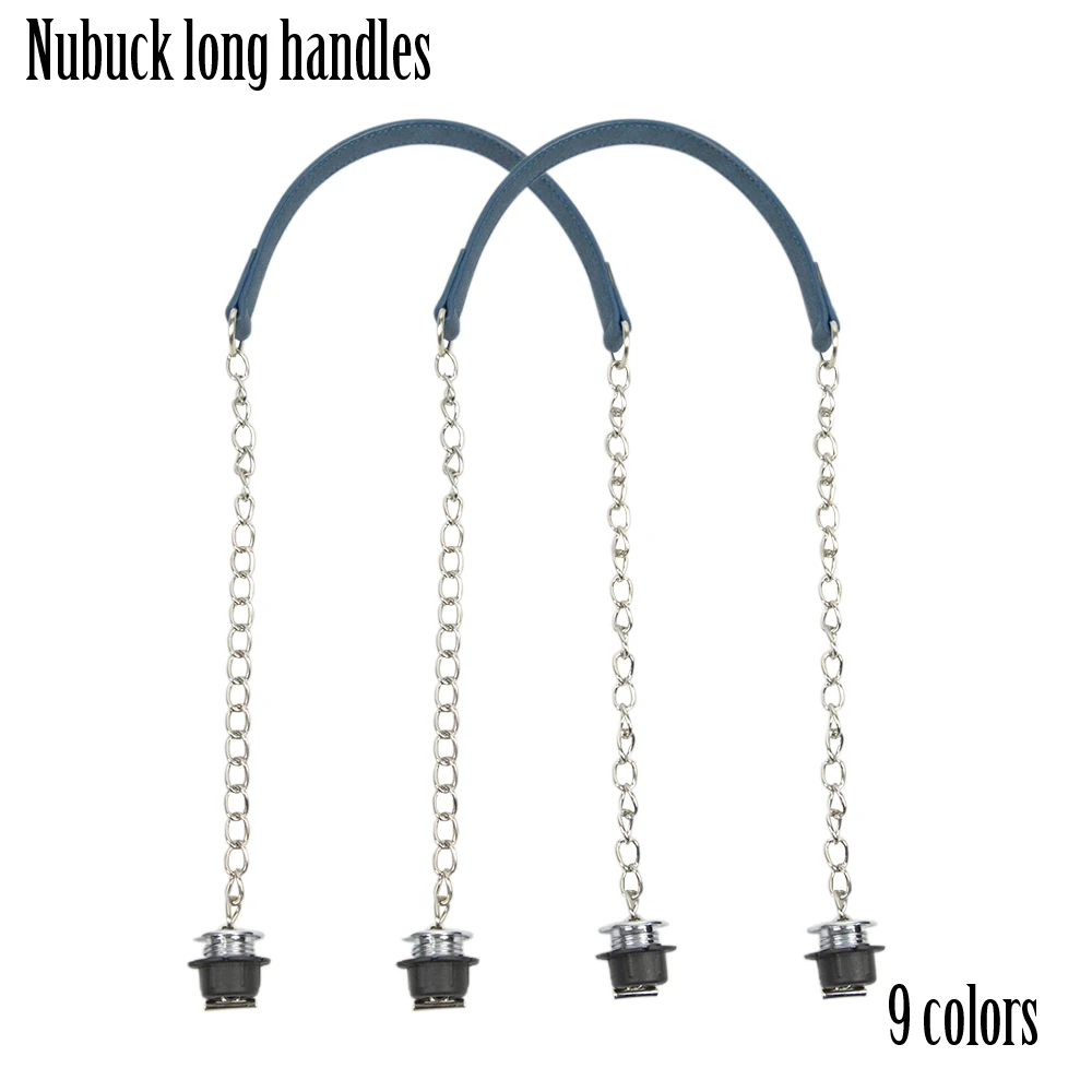 

2019 New 1 Pair Nubuck Flat Silver Long Thick Single Chain with OT Buckle Silver screws for Obag O bag Handles for Women Bag