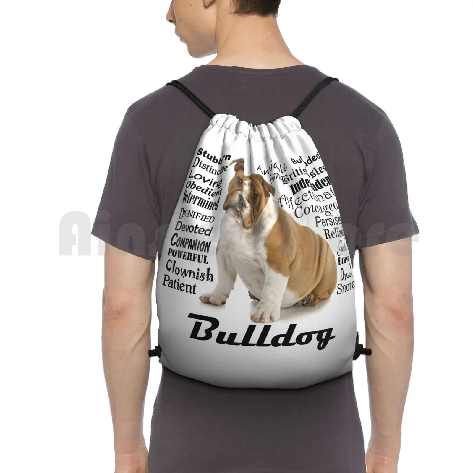 

Bulldog Traits Backpack Drawstring Bags Gym Bag Waterproof English Bulldog Puppy Dog Pet Animal Breed Traits Personality