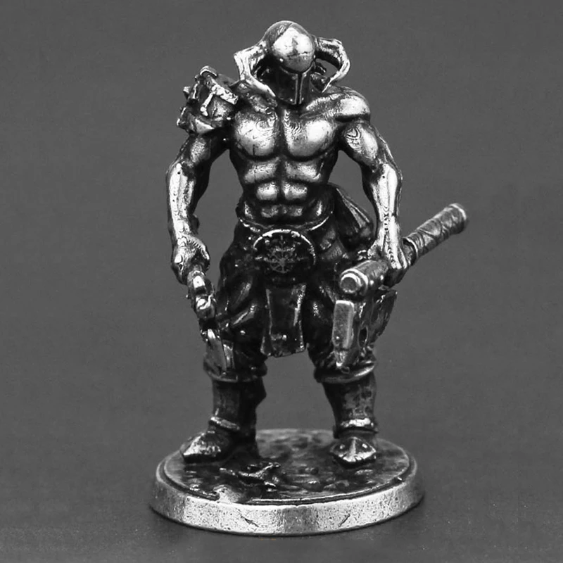 White Copper Metal Solider Model Miniatures Figurine Vintage Strong Men Warrior Ornament Desktop Decoration Accessories Toy Gift