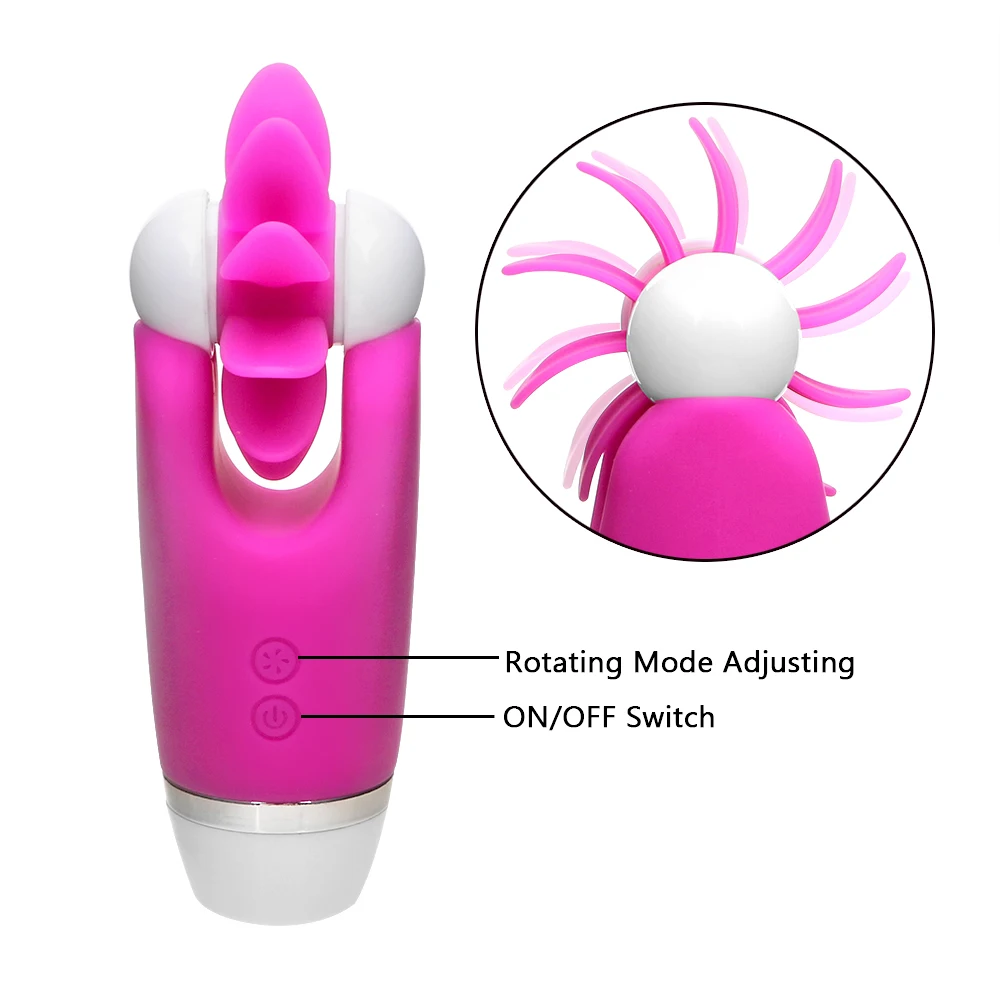 Tongue Licking Clitoris Stimulator 12 Speed Rotating Oral Sex Nipple G-spot Massage Vibrator Sex Toy For Women Masturbators