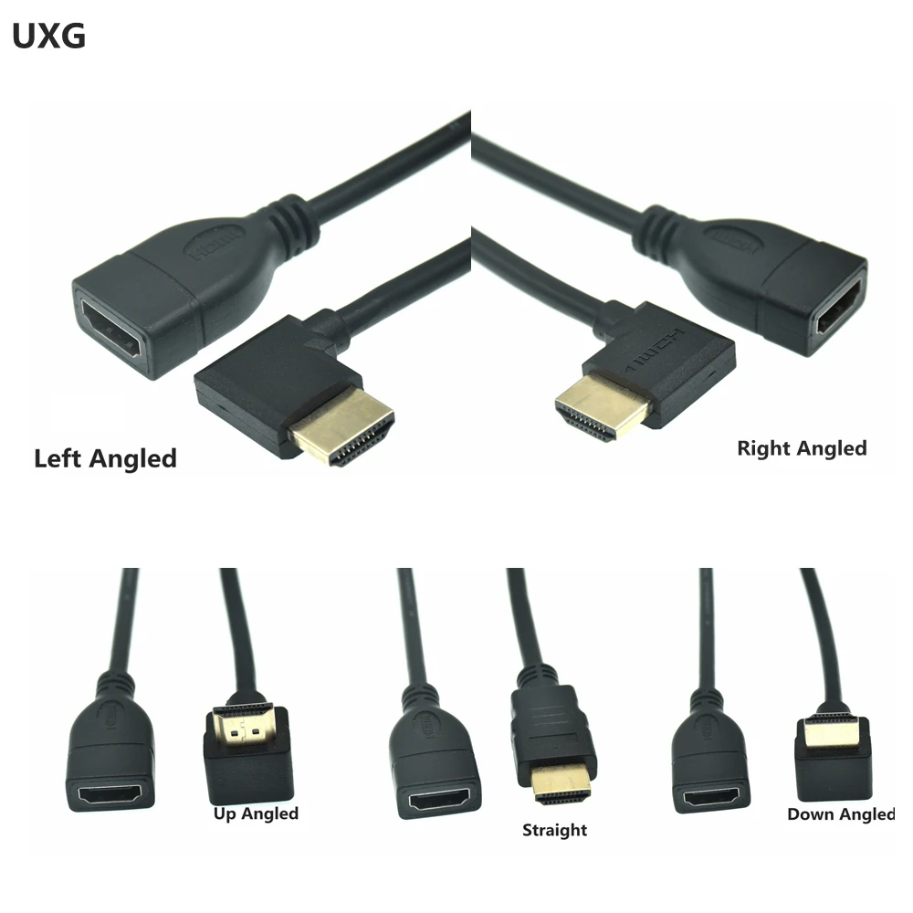 Cable HD To HD Female Adapter Mini Micro HDMI-compatible 90 Degree Right Angle Male To HD AF Extension Cord 15cm