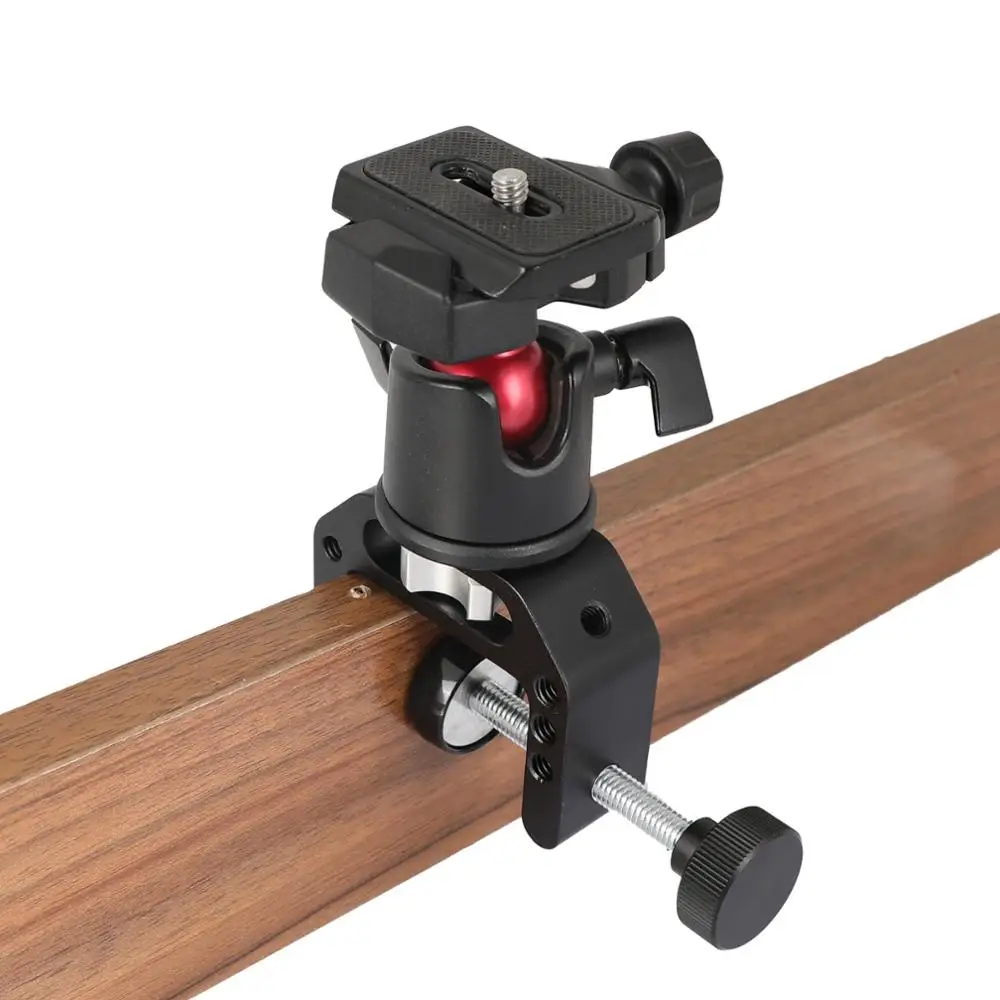 CAMVATE Tripod Ball Head Adapter 360° Rotated With Quick Release Base Plate + Universal C Clamp For DSLR Camera / Smartphone