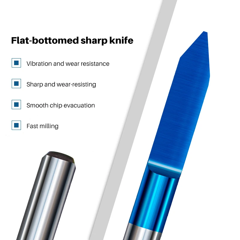 XCAN 10pcs PCB 3D Engraving Bits Blue Coating Carbide V Shape CNC Router Bit 30/40 Degrees Milling Cutter for CNC Engraving