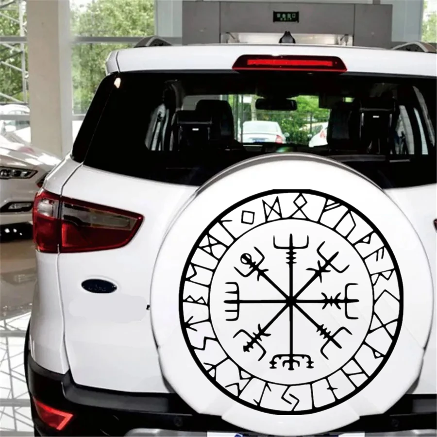 FD524D  Viking Protection Runes Vegvisir Compass Meval Car Sticker Reflective Decal Waterproof Stickers on Rear Bumper Window