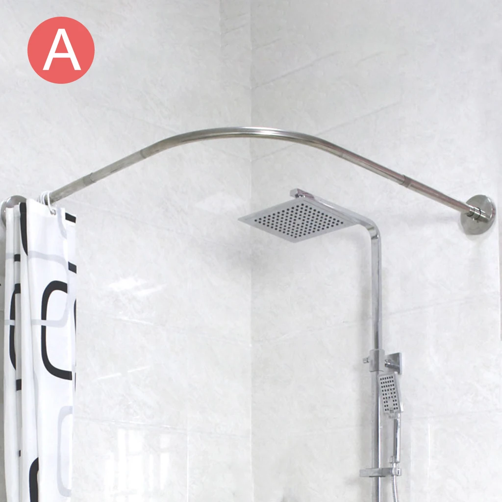 L-Shapaed Bathroom Bathtub Corner Shower Curtain Rod Large Space Stretchable Corner Shower Curtain Rod